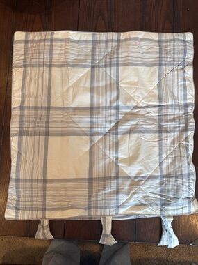 Pottery Barn (NWOT) Trafin Plaid Quilt Sham in Cream/beige and blue/gray